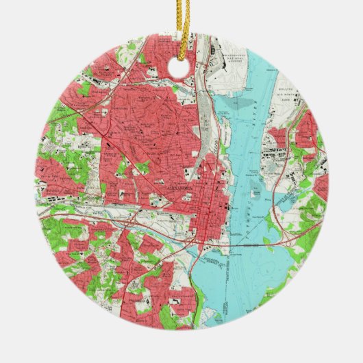 kaart van Alexandrië Virginia (1965) Keramisch Ornament (Voorkant)