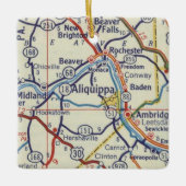  kaart van Aliquippa PA Keramisch Ornament (Voorkant)