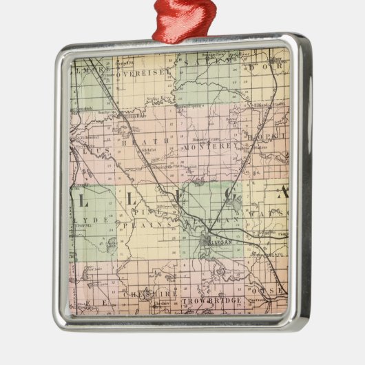 Kaart van Allegan County, Michigan Metalen Ornament (Links)