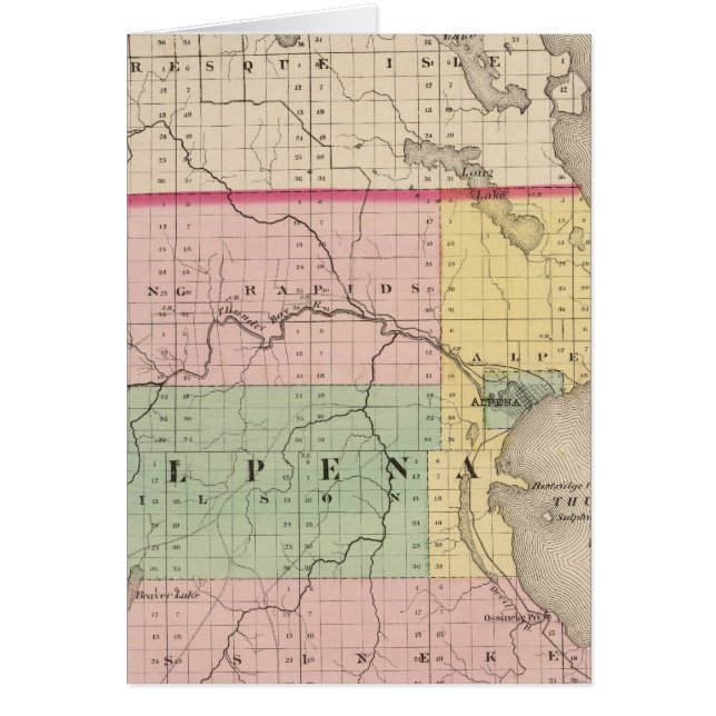 Kaart van Alpena County, Michigan (Voorkant)