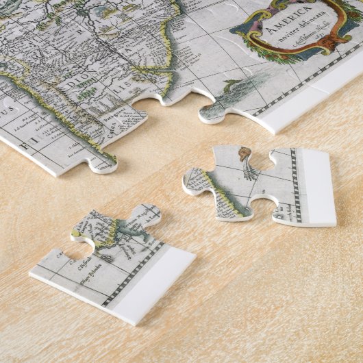 Kaart van Amerika, 1631 (gekleurd) Legpuzzel (Zijkant)