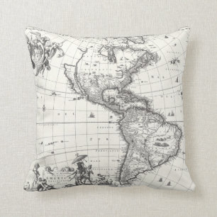 Kaart van Amerika 1669 Pillow Kussen