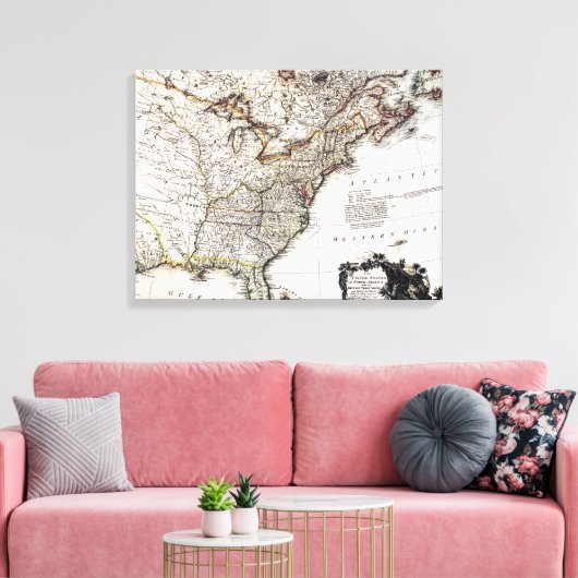 KAART VAN AMERIKA, 1809 CANVAS AFDRUK (Insitu (Woonkamer))