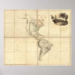 Kaart van Amerika door A Arrowsmith Poster