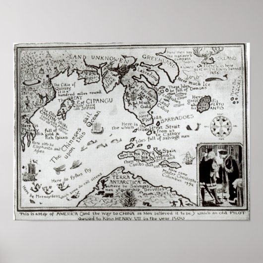 Kaart van Amerika en richting China Poster (Voorkant)