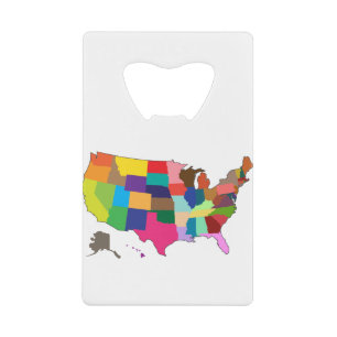 Kaart van Amerika in kleuren Creditkaart Flessenopener