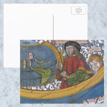 Kaart van Amerika met Ontdekkingsreiziger Amerigo 