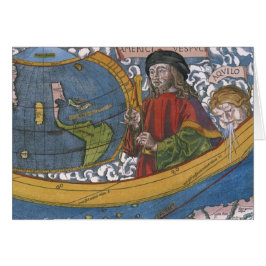 Kaart van Amerika met Ontdekkingsreiziger Amerigo 