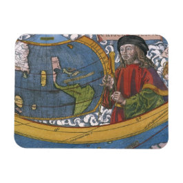 Kaart van Amerika met Ontdekkingsreiziger Amerigo  Magneet