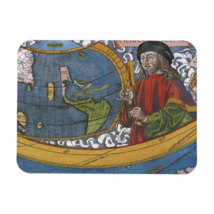 Kaart van Amerika met Ontdekkingsreiziger Amerigo  Magneet