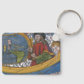 Kaart van Amerika met Ontdekkingsreiziger Amerigo  Sleutelhanger (Voorkant)