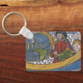 Kaart van Amerika met Ontdekkingsreiziger Amerigo  Sleutelhanger (Achterkant)