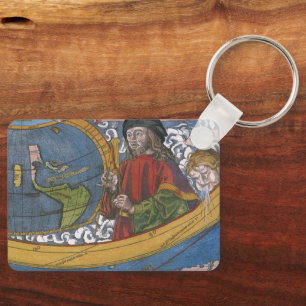 Kaart van Amerika met Ontdekkingsreiziger Amerigo  Sleutelhanger