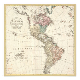 kaart van Amerika uit 1796 Foto Afdruk