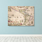 Kaart van Amerika, van de Mercator "Atlas", café d Canvas Afdruk (Insitu (Houten vloer))