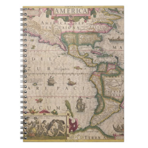Kaart van Amerika, van de Mercator 'Atlas', pub. d Notitieboek