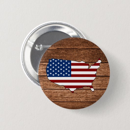 Kaart van Amerika Vlag van Amerika Houten Kunst Ronde Button 5,7 Cm (Voorkant /achterkant)