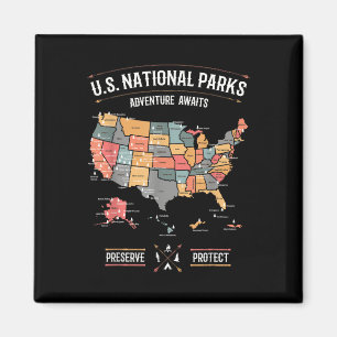 Kaart van Amerikaanse nationale parken Behoud Besc Magneet