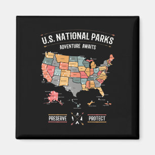 Kaart van Amerikaanse nationale parken Behoud Besc Magneet