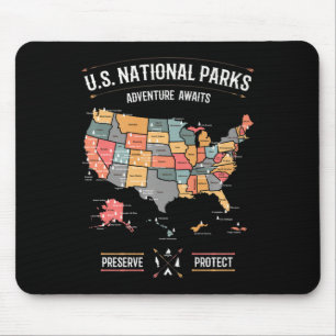Kaart van Amerikaanse nationale parken Behouden Be Muismat