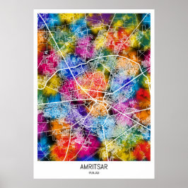 Kaart van Amritsar Punjab Poster