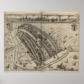  kaart van Amsterdam (1614) Poster (Voorkant)