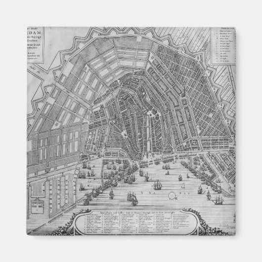 Kaart van Amsterdam, 1662 Magneet (Voorkant)