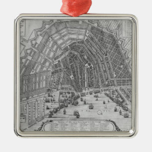 Kaart van Amsterdam, 1662 Metalen Ornament