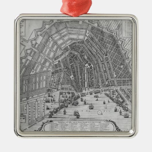 Kaart van Amsterdam, 1662 Metalen Ornament (Voorkant)