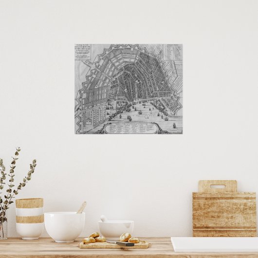 Kaart van Amsterdam, 1662 Poster (Keuken)