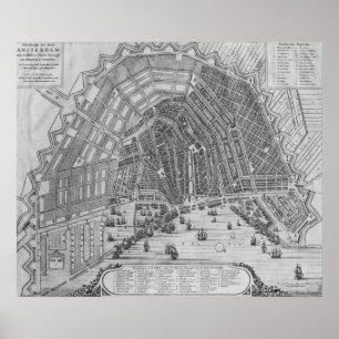 Kaart van Amsterdam, 1662 Poster