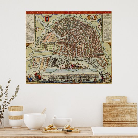 kaart van Amsterdam (1688) Poster (Keuken)