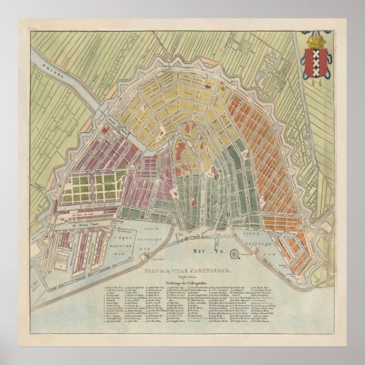  kaart van Amsterdam (1835) Poster (Voorkant)