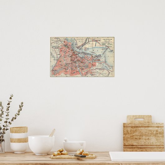  kaart van Amsterdam (1905) (2) Poster (Keuken)