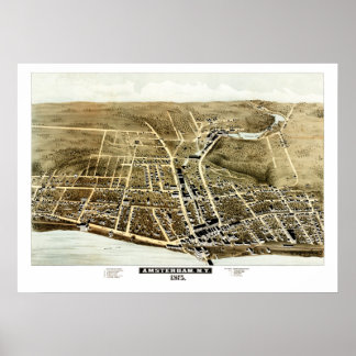 kaart van Amsterdam, NY in 1875 Poster