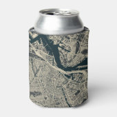 kaart van Amsterdam: Retro Minimalist Blikjeskoeler (Blikje Voorkant)