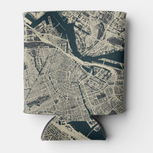 kaart van Amsterdam: Retro Minimalist Blikjeskoeler