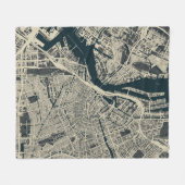 kaart van Amsterdam: Retro Minimalist Fleece Deken (Voorkant (Horizontaal))