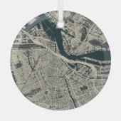 kaart van Amsterdam: Retro Minimalist Glas Ornament (Voorkant)