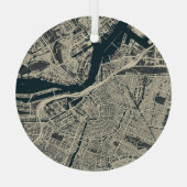  kaart van Amsterdam: Retro Minimalist Glas Ornament (Achterkant)