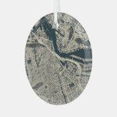  kaart van Amsterdam: Retro Minimalist Glas Ornament (Voorkant links)