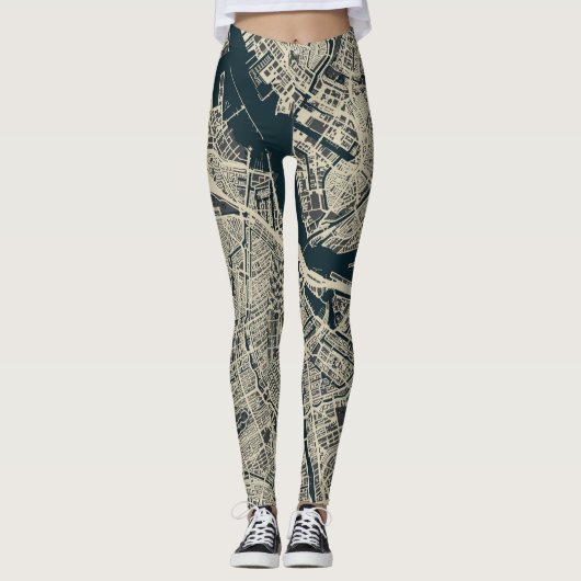  kaart van Amsterdam: Retro Minimalist Leggings (Voorkant)