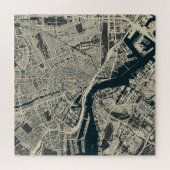 kaart van Amsterdam: Retro Minimalist Legpuzzel (Horizontaal)