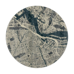  kaart van Amsterdam: Retro Minimalist Snijplank