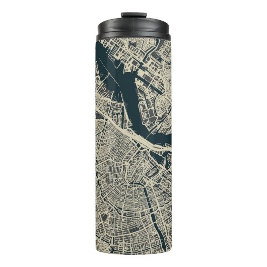  kaart van Amsterdam: Retro Minimalist Thermosbeker (Voorkant)