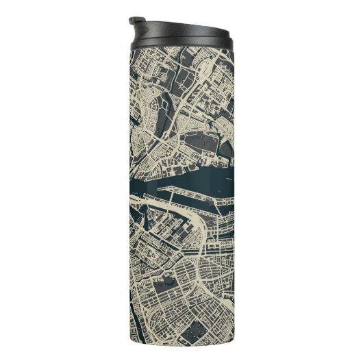  kaart van Amsterdam: Retro Minimalist Thermosbeker (Geroteerd rechts)