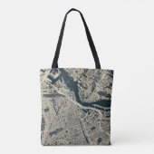 kaart van Amsterdam: Retro Minimalist Tote Bag (Achterkant)