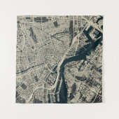 kaart van Amsterdam: Retro Minimalist Wandkleed (Voorkant (horizontaal))