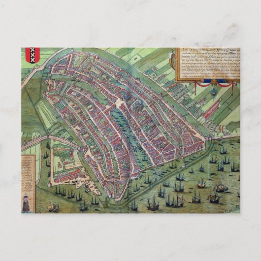 Kaart van Amsterdam, van "Civitates Orbis Terrarum (Voorkant)