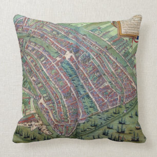 Kaart van Amsterdam, van "Civitates Orbis Terrarum Kussen